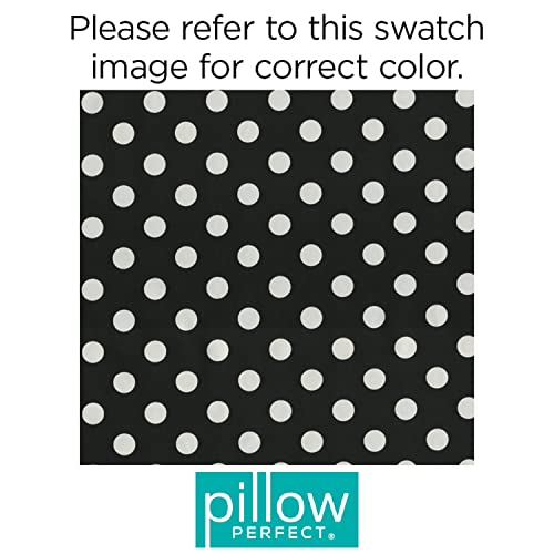 Pillow Perfect - 386065 Outdoor/Indoor Polka Dot Tufted Seat Cushions (Round Back), 19" x 19", Black, 2 Pack