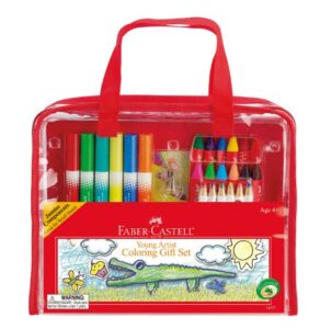 faber-castell young artist coloring gift set - premium art supplies for kids in portable storage bag