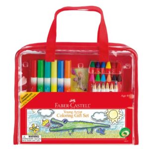 Faber-Castell Young Artist Coloring Gift Set - Premium Art Supplies for Kids in Portable Storage Bag