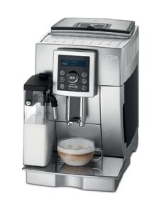 delonghi compact automatic cappuccino, latte and espresso machine, silver