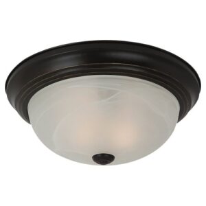 sea gull lighting 75940ble-782 flush mount with alabaster glass shades, heirloom bronze finish