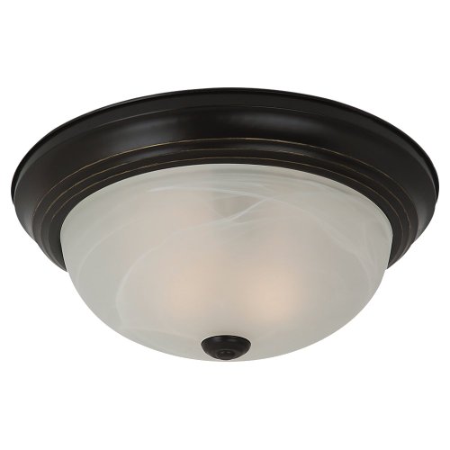 Sea Gull Lighting 75940BLE-782 Flush Mount with Alabaster Glass Shades, Heirloom Bronze Finish