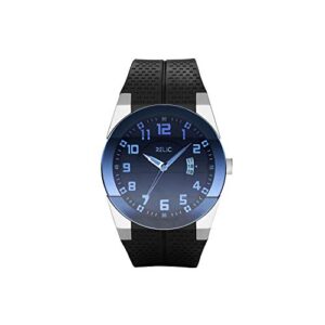 relic by fossil men's jake stainless steel analog-quartz silicone strap, black, 22 casual watch (model: zr11861)