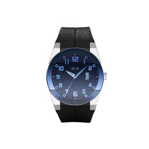 Relic by Fossil Men's Jake Stainless Steel Analog-Quartz Silicone Strap, Black, 22 Casual Watch (Model: ZR11861)