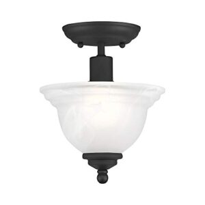 livex lighting 4250-04 flush mount with white alabaster glass shades, black