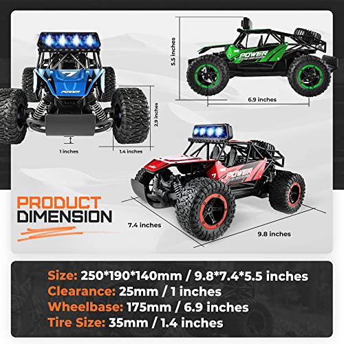 BEZGAR TB141 RC Cars-1:14 Scale Remote Control Car, 2WD High Speed 20 Km/h All Terrains Electric Toy Off Road RC Car Vehicle Truck Crawler with Two Rechargeable Batteries for Boys Kids and Adults