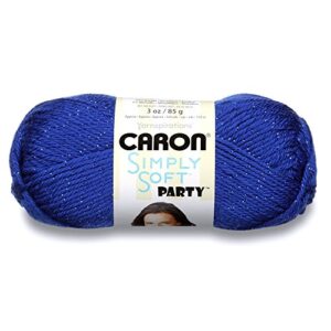caron simply soft party yarn, 3 oz, medium worsted 4 gauge, - royal - for crochet, knitting & crafting