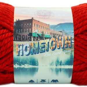 Lion Brand Yarn Hometown Yarn, Bulky Yarn for Knitting and Crocheting, Cincinnati Red, 192 Foot (Pack of 1)