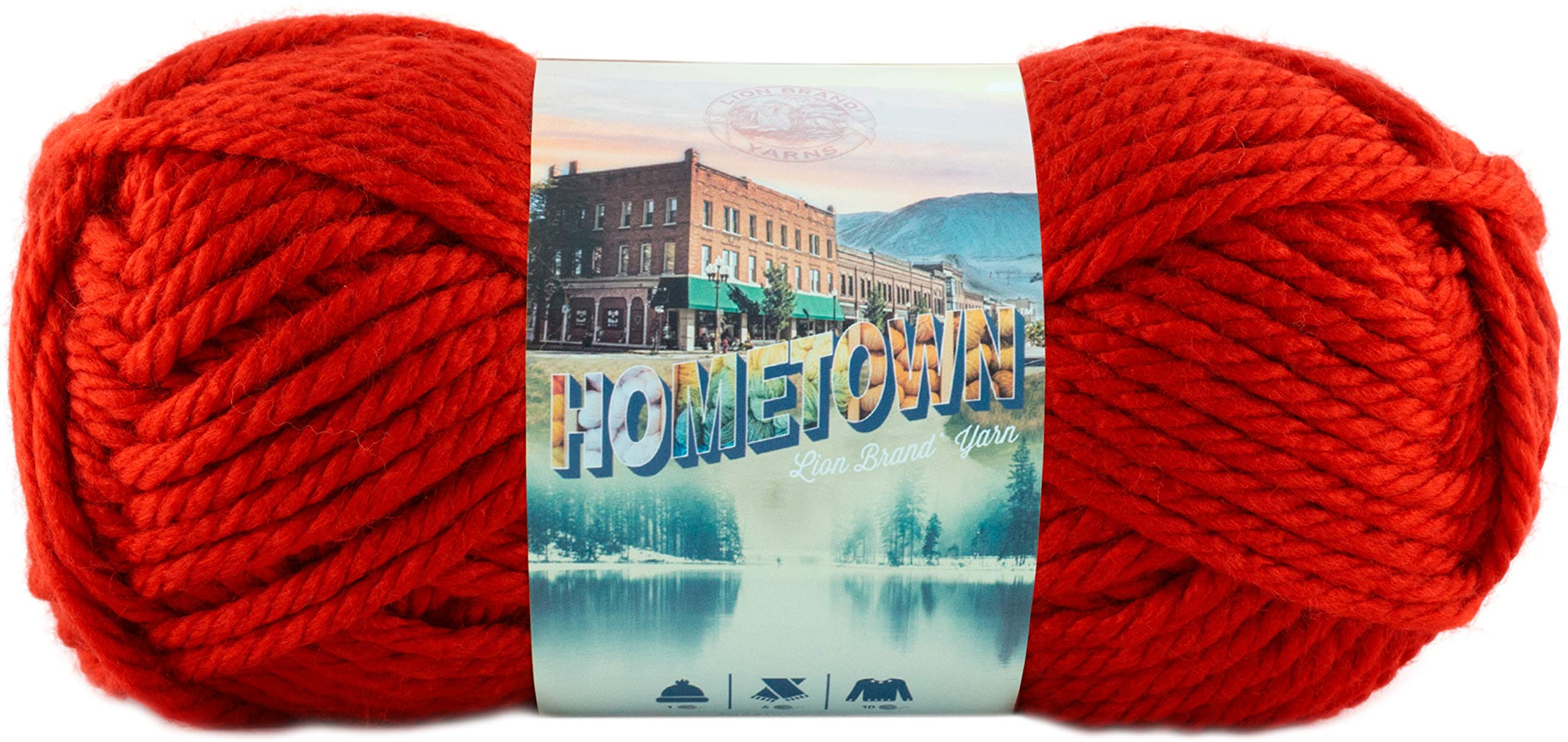 Lion Brand Yarn Hometown Yarn, Bulky Yarn for Knitting and Crocheting, Cincinnati Red, 192 Foot (Pack of 1)