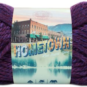 Lion Brand Yarn Hometown Yarn, Bulky Yarn, Yarn for Knitting and Crocheting, 1-Pack, Portland Wine