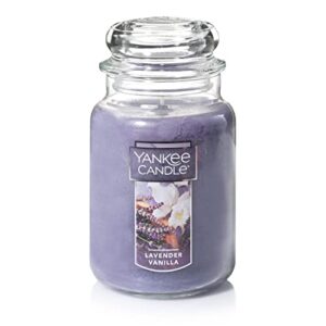 yankee candle lavender vanilla scented, classic 22oz large jar single wick candle, over 110 hours of burn time