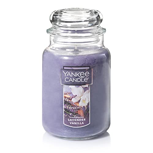 Yankee Candle Lavender Vanilla Scented, Classic 22oz Large Jar Single Wick Candle, Over 110 Hours of Burn Time