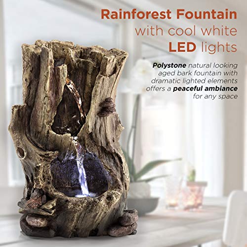 Alpine Corporation 11" Tall Indoor Rainforest Tabletop Fountain with LED Lights , Beige, 7"L x 5"W x 11"H