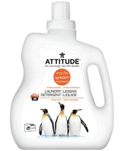 attitude liquid laundry detergent, plant- and mineral-based ingredients formula, he, vegan and cruelty-free, citrus zest, 36 loads, 60.8 fl oz,12072