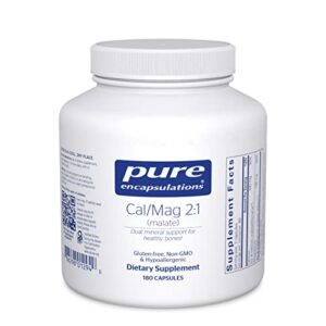pure encapsulations cal/mag (malate) 2:1 | calcium and magnesium supplement in a 2-to-1 ratio to support bones and cardiovascular health* | 180 capsules