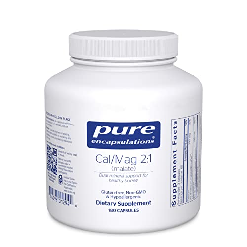 Pure Encapsulations Cal/Mag (Malate) 2:1 | Calcium and Magnesium Supplement in a 2-to-1 Ratio to Support Bones and Cardiovascular Health* | 180 Capsules