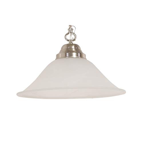 Design House 517565 Millbridge Traditional 1-Light Indoor Hanging Swag Light with Alabaster Glass Shade for Living Dining Room Bar Area, Satin Nickel Finish