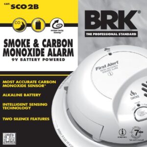 First Alert BRK SCO2B Smoke and Carbon Monoxide (CO) Detector with 9V Battery , White