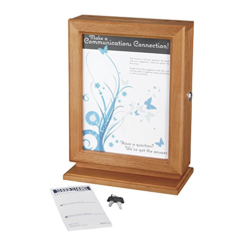 Safco Products 4236CY Lockable Customizable Wood Suggestion Box, Cherry 8.5x11" Plexiglas Panel Includes Lock & Keys Wall Mountable