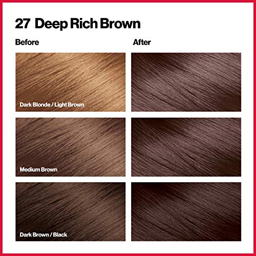 Revlon Permanent Hair Color, Permanent Hair Dye, Colorsilk with 100% Gray Coverage, Ammonia-Free, Keratin and Amino Acids, 27 Deep Rich Brown, 4.4 Oz (Pack of 1)