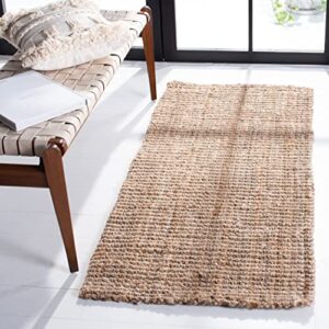 safavieh natural fiber collection accent rug - 2'6" x 4', natural, handmade chunky textured jute 0.75-inch thick, ideal for high traffic areas in entryway, living room, bedroom (nf447a)