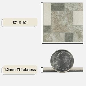 Nexus Self Adhesive 12-Inch Vinyl Floor Tiles, 20 Tiles - 12" x 12", Marble Blocks Pattern - Peel & Stick, DIY Flooring for Kitchen, Dining Room, Bedrooms & Bathrooms by Achim Home Decor