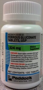 ferrous gluconate, 324mg, 100 tablets, 3-pack
