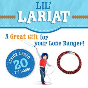 Just Jump It Lil Lariat Junior Lasso Rope - Pre-Tied 20' Kids Cowboy Rope - Black and Tan