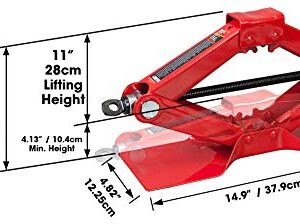 BIG RED T10152 Torin Steel Scissor Lift Jack Car Kit, 1.5 Ton (3,000 lb) Capacity, Red