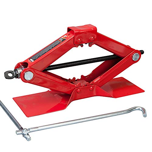 BIG RED T10152 Torin Steel Scissor Lift Jack Car Kit, 1.5 Ton (3,000 lb) Capacity, Red