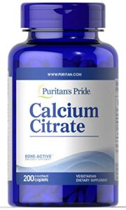 puritans pride calcium citrate 200 mg per coated caplet, white, 200 count