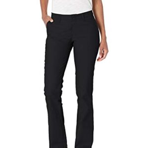 Dickies Women's Flat Front Stretch Twill Pant Slim Fit Bootcut, Black, 2