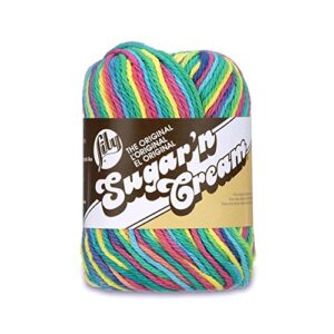 lily sugar 'n cream the original ombre yarn, 2oz, gauge 4 medium, 100% cotton, psychedelic - machine wash & dry