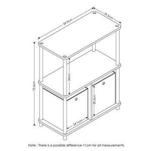 Furinno 99152BE/WH/IV 3-Tier Go Green Multipurpose Storage Rack Shelving Unit Bookshelf Cabinet with 2 Bins, Beech Finish