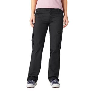 dickies women's relaxed fit cargo pants, rinsed black, 14