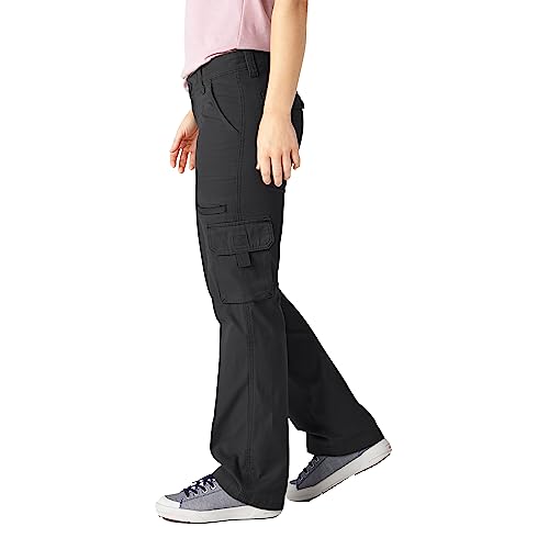 Dickies Women's Relaxed Fit Cargo Pants, Rinsed Black, 14