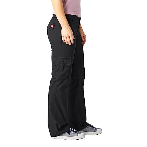 Dickies Women's Relaxed Fit Cargo Pants, Rinsed Black, 14