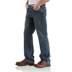 carhartt mens relaxed straight leg five pocket jeans, weathered blue, 33w x 36l us
