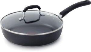 t-fal experience nonstick fry pan with lid 10 inch induction cookware, pots and pans, dishwasher safe black