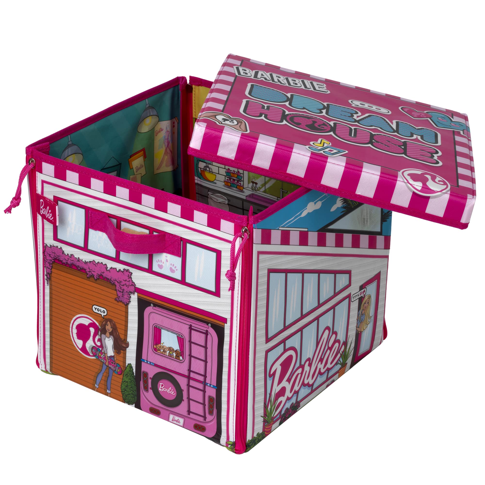 Barbie ZipBin 40 Doll Dream House Toy Box and Playmat, Styles May Vary