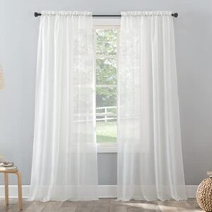 no. 918 erica crushed sheer voile rod pocket curtain panel, 51" x 84", eggshell off-white