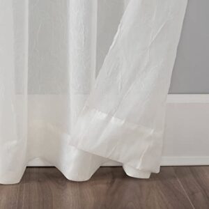 No. 918 Erica Crushed Sheer Voile Rod Pocket Curtain Panel, 51" x 84", Eggshell Off-White