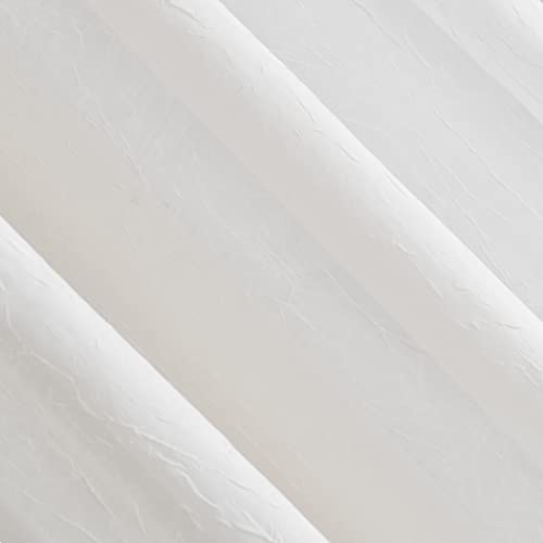 No. 918 Erica Crushed Sheer Voile Rod Pocket Curtain Panel, 51" x 84", Eggshell Off-White