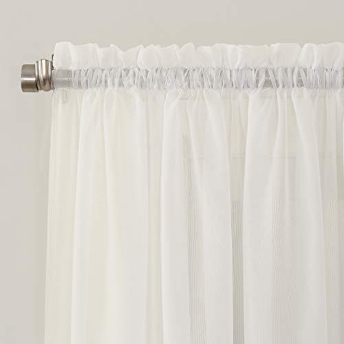 No. 918 Erica Crushed Sheer Voile Rod Pocket Curtain Panel, 51" x 84", Eggshell Off-White