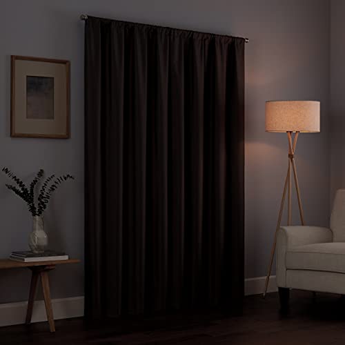 ECLIPSE Kendall Modern Blackout Thermal Rod Pocket Window Curtain for Bedroom or Living Room (1 Panel), 42 X 63, Black