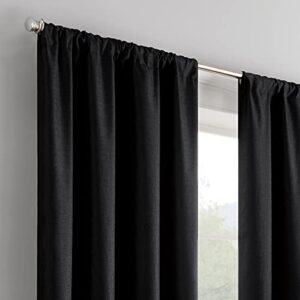 ECLIPSE Kendall Modern Blackout Thermal Rod Pocket Window Curtain for Bedroom or Living Room (1 Panel), 42 X 63, Black