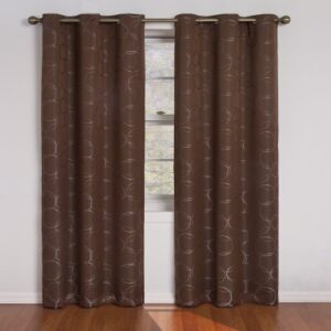 eclipse meridian modern blackout thermal grommet window curtain for bedroom or living room (single panel), 42" x 84", chocolate