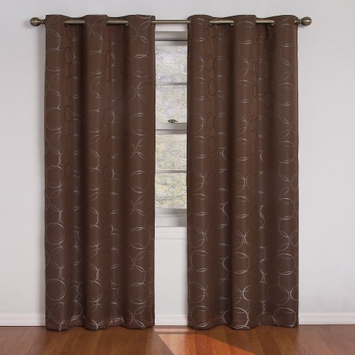 ECLIPSE Meridian Modern Blackout Thermal Grommet Window Curtain for Bedroom or Living Room (Single Panel), 42" x 84", Chocolate