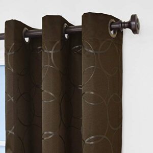 ECLIPSE Meridian Modern Blackout Thermal Grommet Window Curtain for Bedroom or Living Room (Single Panel), 42" x 84", Chocolate