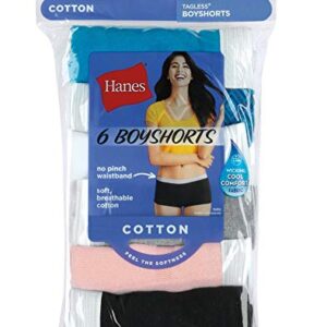 Hanes Women's Sporty Boyshort Panty - 6 - Assorted (6 Pack)